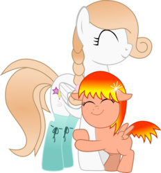 Size: 1056x1138 | Tagged: safe, artist:chipmagnum, oc, oc only, pegasus, pony, g4, clothes, female, filly, hug, mare, simple background, socks, transparent background