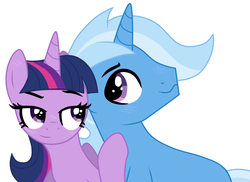 Size: 1024x747 | Tagged: safe, artist:missxxfofa123, trixie, twilight sparkle, alicorn, pony, g4, female, half r63 shipping, male, rule 63, shipping, straight, tristan, twilight sparkle (alicorn)