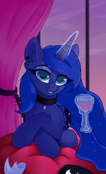 Size: 1299x2126 | Tagged: safe, artist:php97, princess luna, alicorn, pony, g4, alcohol, cute, female, glass, looking at you, lunabetes, mare, solo, sweet dreams fuel, wine, wine glass
