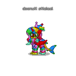 Size: 400x400 | Tagged: safe, artist:smartmars603, derpibooru exclusive, oc, oc:doonutt stteleel, alicorn, pony, pony town, alicorn oc, beard, claws, crown, donut steel, downvote bait, downvotes are upvotes, facial hair, fish tail, illiteracy in the description, jewelry, masterpiece, moustache, regalia, shark tail, simple background, tail, text, transparent background