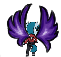 Size: 640x600 | Tagged: safe, artist:ficficponyfic, oc, oc:larimar, earth pony, pony, colt quest, clothes, colt, cosplay, costume, king of fighters, male, rock howard, simple background, spread wings, white background, wings