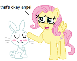 Size: 303x241 | Tagged: safe, artist:unusedbrony, angel bunny, fluttershy, g4, 1000 hours in ms paint, blushing