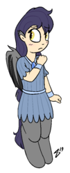 Size: 355x877 | Tagged: safe, artist:heretichesh, oc, oc only, oc:nettle, bat pony, satyr, amulet, blushing, clothes, dress, jewelry, offspring, parent:oc:cudgel