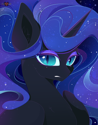 Size: 3000x3800 | Tagged: safe, artist:xsatanielx, nightmare moon, alicorn, pony, rcf community, g4, bust, female, high res, mare, portrait, solo, wings