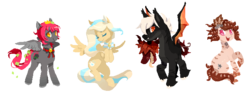 Size: 656x249 | Tagged: safe, artist:cocoroll, oc, oc only, oc:ambrose, oc:hunter, oc:latte, bat pony, earth pony, pegasus, pony, clothes, multiple heads, pixel art, simple background, spread wings, transparent background, two heads, wings