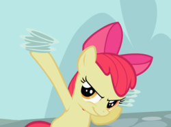 Size: 1200x895 | Tagged: safe, screencap, apple bloom, earth pony, pony, g4, the cutie pox, bow, confident, cropped, female, filly, hair bow, holding, plate, smiling, smirk, solo