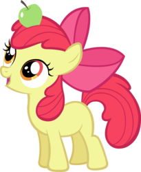 Size: 900x1099 | Tagged: safe, apple bloom, earth pony, pony, call of the cutie, g4, apple, apple bloom's bow, bow, cute, female, filly, food, hair bow, open mouth, simple background, solo, transparent background, vector