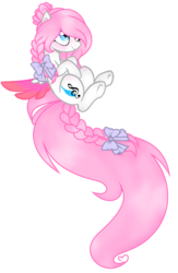 Size: 872x1340 | Tagged: safe, artist:angelamusic13, oc, oc only, oc:angela music, pegasus, pony, bow, braid, female, hair bow, impossibly long tail, mare, simple background, solo, transparent background