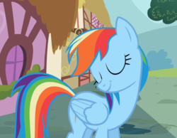 Size: 1206x937 | Tagged: safe, screencap, rainbow dash, pegasus, pony, g4, the mysterious mare do well, cropped, eyes closed, female, mare, proud, smiling, smirk, solo