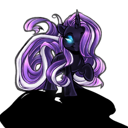 Size: 1984x1984 | Tagged: safe, artist:schokocream, idw, nightmare rarity, rarity, pony, unicorn, g4, spoiler:comic, female, glowing eyes, hair over one eye, mare, no pupils, shadow, simple background, solo, white background