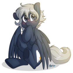 Size: 3000x3000 | Tagged: safe, artist:fluffyxai, oc, oc only, oc:stratus, pegasus, pony, blushing, cute, high res, male, shy, simple background, solo, stallion, transparent background, wings