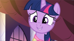 Size: 1668x940 | Tagged: safe, screencap, twilight sparkle, pony, unicorn, g4, sweet and elite, birthday dress, clothes, cute, dress, female, mare, smiling, solo, twiabetes, unicorn twilight