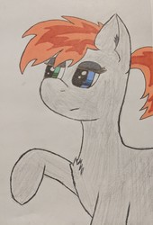 Size: 2484x3644 | Tagged: safe, artist:pinkamenace, oc, oc only, oc:golden lotus, pony, heterochromia, high res, solo, traditional art