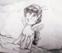 Size: 3174x2729 | Tagged: safe, artist:ponsce, cozy glow, pegasus, pony, g4, female, filly, high res, monochrome, solo, traditional art