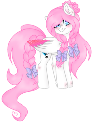 Size: 1108x1476 | Tagged: safe, artist:angelamusic13, oc, oc only, oc:angela music, pegasus, pony, bow, braid, female, hair bow, mare, simple background, solo, transparent background