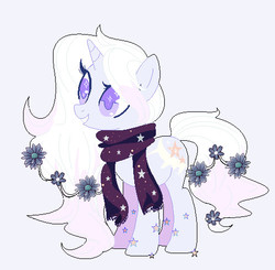 Size: 499x489 | Tagged: safe, artist:dl-ai2k, oc, oc only, pony, unicorn, clothes, female, flower, flower in hair, mare, scarf, simple background, solo