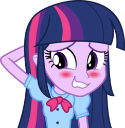 Size: 3000x3088 | Tagged: safe, artist:cloudy glow, twilight sparkle, equestria girls, g4, my little pony equestria girls, .ai available, arm behind head, blushing, clothes, cute, female, high res, simple background, solo, transparent background, twiabetes, twilight sparkle (alicorn), vector