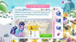 Size: 1920x1080 | Tagged: safe, gameloft, screencap, twilight sparkle, alicorn, pony, g4, behaving like rarity, gem, group quest, group quests, implied pinkie pie, out of character, twilight sparkle (alicorn), you had one job