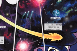 Size: 1530x1024 | Tagged: safe, idw, official comic, g4, spoiler:comic, spoiler:comic75, 3rd earth, callback, comet, comic, implied princess luna, implied queen chrysalis, no pony, screencap comic, secretariat, secretariat comet, space