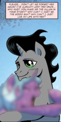 Size: 443x883 | Tagged: safe, edit, idw, king sombra, radiant hope, pony, unicorn, g4, season 9, spoiler:comic, blurry, error, female, glitch, male, mare, psyga's alternate pony scenes, retcon, ship:hopebra, shipping, stallion, straight