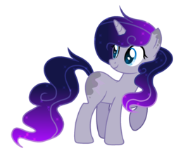 Size: 1396x1258 | Tagged: safe, artist:rainbows-skies, oc, oc only, oc:lisa, pony, unicorn, blue eyes, ethereal mane, female, magical lesbian spawn, mare, offspring, parent:pinkie pie, parent:princess luna, parents:lunapie, raised hoof, simple background, solo, starry mane, transparent background