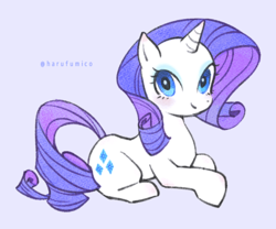 Size: 700x582 | Tagged: safe, artist:harufumico, rarity, pony, unicorn, g4, cute, female, looking at you, mare, raribetes, simple background, smiling, solo, white background