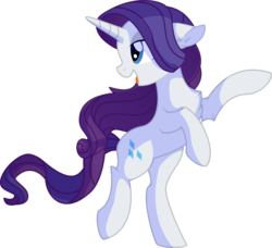 Size: 7038x6420 | Tagged: safe, artist:aureai-sketches, artist:cyanlightning, rarity, pony, unicorn, .svg available, absurd resolution, bipedal, chest fluff, ear fluff, female, lidded eyes, mare, raised hoof, rearing, simple background, solo, standing, standing on one leg, transparent background, vector