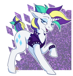 Size: 1280x1323 | Tagged: safe, artist:grumpygriffcreation, rarity, pony, unicorn, g4, it isn't the mane thing about you, alternate hairstyle, bedroom eyes, chest fluff, clothes, cute, female, heart eyes, lipstick, mare, one eye closed, open mouth, punk, raribetes, raripunk, simple background, solo, transparent background, wingding eyes, wink