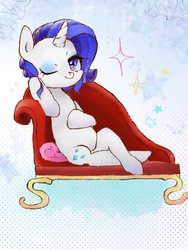 Size: 600x800 | Tagged: safe, artist:naginiko, rarity, pony, unicorn, g4, alternate hairstyle, cute, fainting couch, female, heart eyes, mare, one eye closed, raribetes, solo, wingding eyes, wink