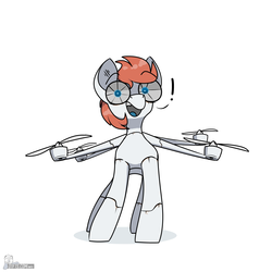 Size: 5120x5120 | Tagged: safe, artist:difis, oc, oc only, oc:copterrotors, pony, robot, robot pony, absurd resolution, drone, quadcopter, simple background, solo