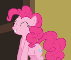 Size: 1106x938 | Tagged: safe, screencap, pinkie pie, earth pony, pony, baby cakes, g4, cropped, cute, diapinkes, eyes closed, female, mare, smiling, solo