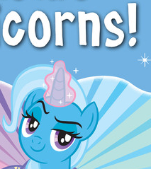 Size: 213x239 | Tagged: safe, trixie, pony, unicorn, g4, c:, corn, cropped, cute, diatrixes, female, food, glowing horn, horn, looking at you, mare, meme, raised eyebrow, smiling, smirk, smug, sparkles, sunburst background, wat, we are unicorns, wow! glimmer