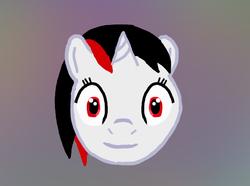 Size: 582x432 | Tagged: safe, artist:vex, oc, oc only, oc:blackjack, pony, unicorn, fallout equestria, fallout equestria: project horizons, bust, fanfic, fanfic art, female, gray background, horn, looking at you, mare, portrait, simple background, solo