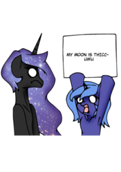 Size: 335x473 | Tagged: safe, artist:dankodeadzone, nightmare moon, princess luna, alicorn, pony, g4, :t, armpits, bipedal, empty eyes, female, frown, human shoulders, mare, meme, no iris, no pupils, open mouth, reeee, s1 luna, self ponidox, simple background, thick, transparent background, uwu, wat, white eyes, wide eyes, wingless, wut face
