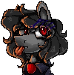 Size: 895x897 | Tagged: safe, artist:enderselyatdark, oc, oc only, oc:dark selya, pony, rcf community, :p, bust, pixel art, red eyes, solo, tongue out