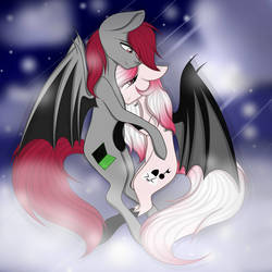 Size: 1024x1024 | Tagged: safe, artist:hestiay, oc, oc only, oc:hestia, oc:hestiay, pony, duo, female, male, oc x oc, shipping