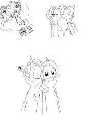 Size: 1800x2400 | Tagged: safe, artist:princessmuffinart, starlight glimmer, trixie, pony, g4, blushing, female, lesbian, marriage proposal, nuzzling, ship:startrix, shipping, simple background, sketch, sketch dump, sleeping, thought bubble