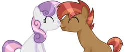 Size: 1106x462 | Tagged: safe, artist:kirawolf13, button mash, sweetie belle, pony, g4, buttonbetes, cute, duo, female, male, nuzzling, ship:sweetiemash, shipping, straight