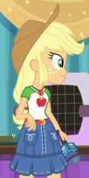 Size: 497x997 | Tagged: safe, screencap, applejack, best in show: the pre-show, equestria girls, g4, my little pony equestria girls: better together, cropped, female, geode of super strength, magical geodes, microphone, solo