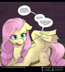 Size: 750x837 | Tagged: safe, artist:cosmalumi, fluttershy, pony, tumblr:ask queen moon, g4, braid, clipped wings, solo