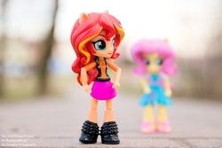 Size: 6016x4012 | Tagged: safe, artist:artofmagicpoland, fluttershy, sunset shimmer, equestria girls, g4, my little pony equestria girls: better together, absurd resolution, clothes, doll, dress, equestria girls minis, female, irl, photo, skirt, toy