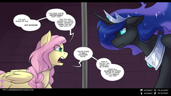 Size: 1500x837 | Tagged: safe, artist:cosmalumi, fluttershy, nightmare moon, pony, comic:ask queen moon, tumblr:ask queen moon, g4