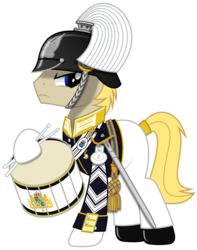 Size: 1024x1297 | Tagged: safe, artist:brony-works, earth pony, pony, clothes, drums, helmet, male, musical instrument, simple background, solo, stallion, sweden, transparent background, uniform, vector