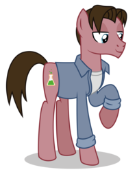 Size: 4000x5000 | Tagged: safe, artist:dragonchaser123, mudbriar, pony, g4, clothes, commission, crossover, male, peter parker, scientist, simple background, solo, spider-man, transparent background