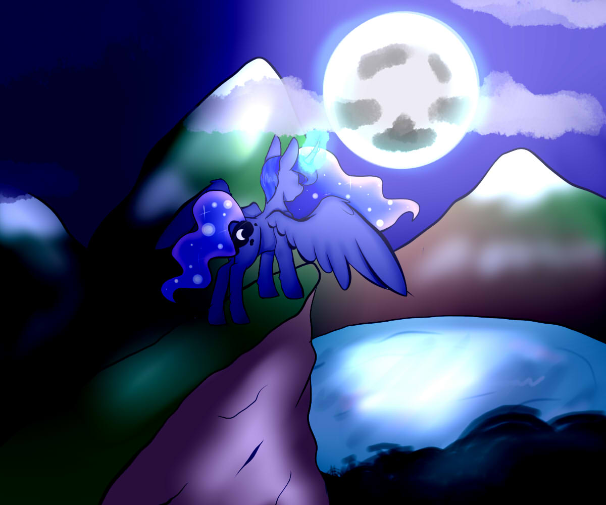 Safe Artist Crazysurprise Princess Luna Pony Female Magic Moon Work Solo