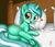 Size: 1280x1100 | Tagged: safe, alternate version, artist:celsian, lyra heartstrings, pony, unicorn, g4, bed, butt, cute, dock, female, floating heart, frog (hoof), heart, looking at you, lyrabetes, mare, open mouth, pillow, plot, solo, underhoof