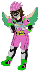 Size: 2200x4000 | Tagged: safe, artist:hopeless-zombie, oc, oc only, oc:frost d. tart, human, clothes, cosplay, costume, eyes closed, humanized, kamen rider, kamen rider ex-aid, solo, thumbs up, winged humanization, wings