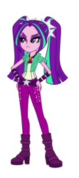 Size: 1200x2700 | Tagged: safe, artist:traachon, derpibooru exclusive, aria blaze, equestria girls, g4, boots, clothes, female, frown, gem, hand on hip, high heel boots, jewelry, pendant, pigtails, shirt, shoes, simple background, siren gem, solo, transparent background, twintails, vector, vest