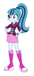 Size: 1200x2700 | Tagged: safe, artist:traachon, derpibooru exclusive, sonata dusk, equestria girls, g4, boots, clothes, female, gem, hand on hip, jewelry, miniskirt, pendant, ponytail, shoes, simple background, siren gem, skirt, smiling, socks, solo, transparent background, vector