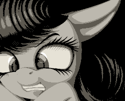 Size: 742x599 | Tagged: artist needed, safe, octavia melody, earth pony, pony, g4, close-up, face, female, gif, monochrome, non-animated gif, solo